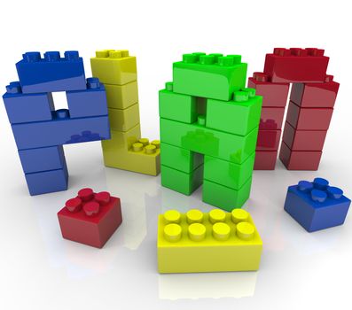 The word Plan built from colorful building blocks representing the importance of creating a successful strategy to achieve your goals