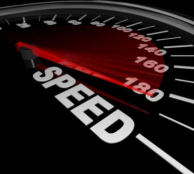 A speedometer with red needle pointing to the word Race representing the importance of speeding up to be fastest and quickest to win the race