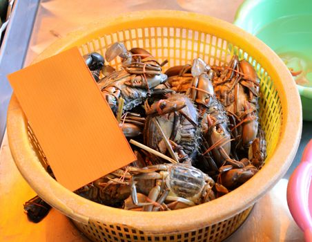 Crabs in basket for sale, seafood markets, thailand