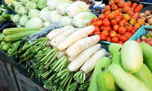 Vegetables at a market, chonburi, thailand
