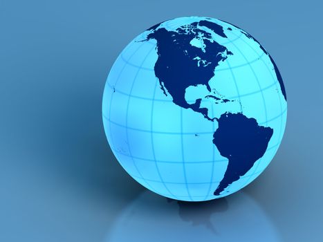 Elegant model of Earth isolated on blue background. Elements of this image furnished by NASA.