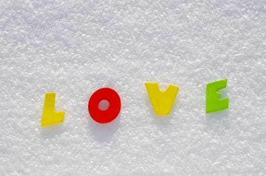 word love on Valentine day winter snow