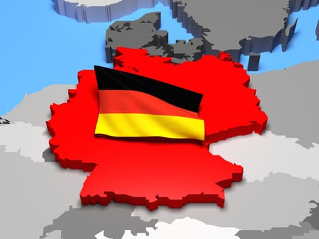 Germany with german national flag on map of Europe