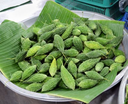 Wild bitter gourd in market