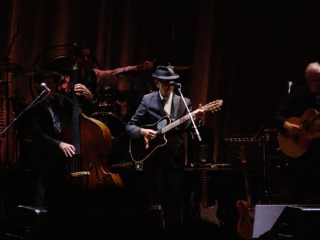 FLORENCE, SEPTEMBER 1ST: Leonard Cohen sings in front of a big audience for his only Italian date of the tour in Florence, piazza Santa Croce on September 1st, 2010.
