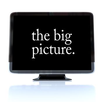 A HDTV television with the words The Big Picture on the screen