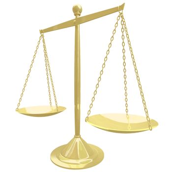 A gold scale with both sides in perfect balance
