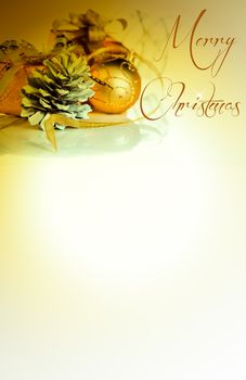 golden merry christmas card