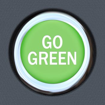 A green car ignition button with the words Re-Start Economy on it