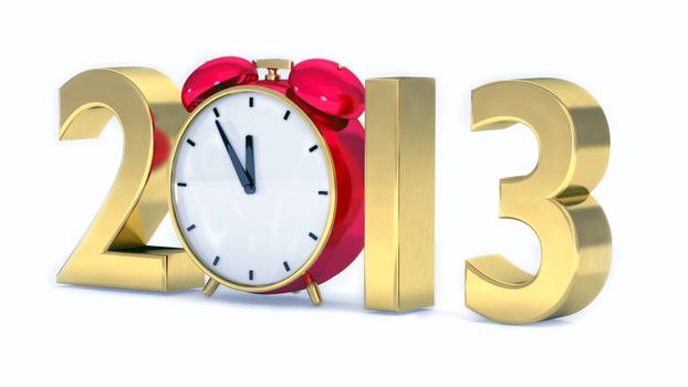 New year 2013 concept with red clock