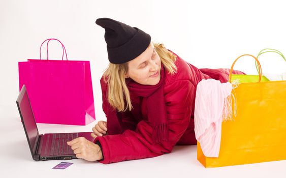 Attractive woman shopping over the internet