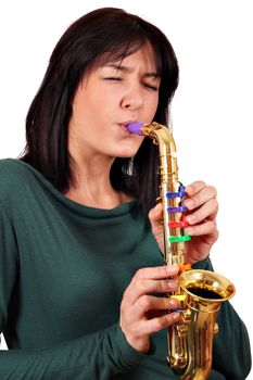 girl play saxophone