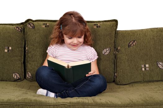 little girl reading book