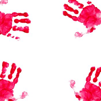print of a kid hand on white background