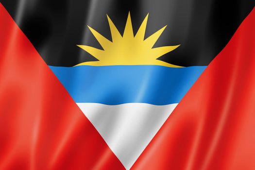 Antigua and Barbuda flag, three dimensional render, satin texture