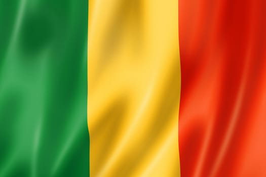 Mali flag, three dimensional render, satin texture