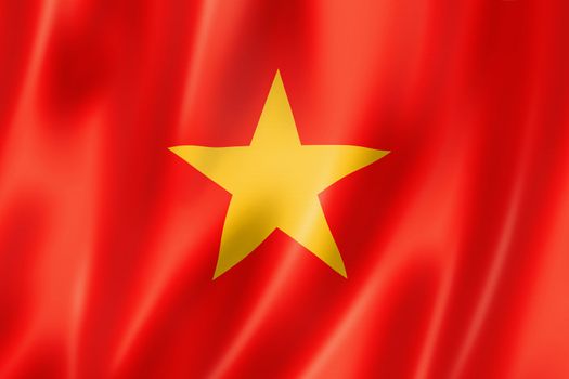 Vietnam flag, three dimensional render, satin texture