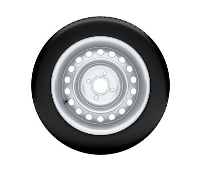 Beautiful car wheel on white background, no shadow. 3D render