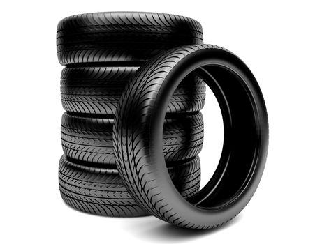 3d tires isolated on white background