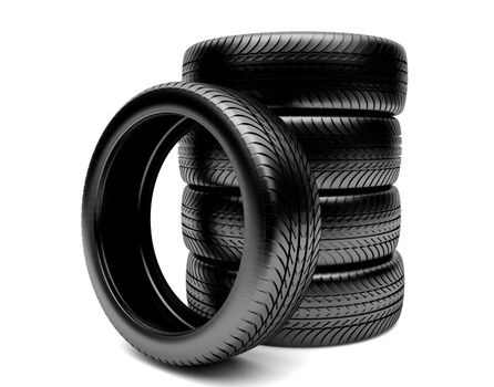 3d tires isolated on white background