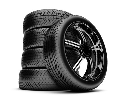 3d tires isolated on white background