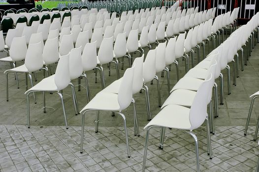 White chairs rows in conference hall