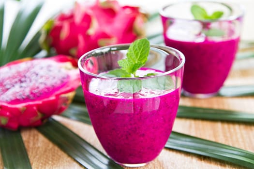 Fresh purple Dragon fruit smoothie