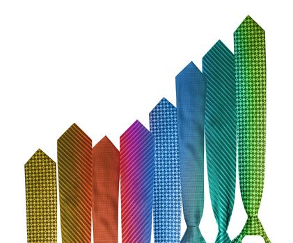 Colorful necktie business graph showing growth