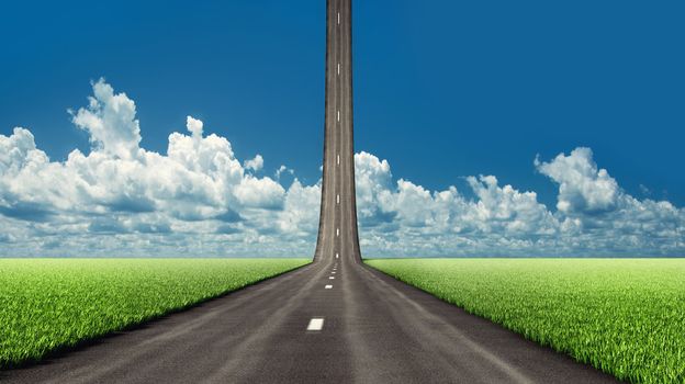 asphalt road, going to the sky (illustrated concept)
