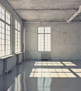 empty room with windows (loft concept)