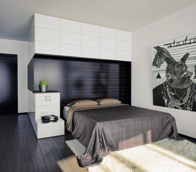 modern bedroom interior (illustration) 