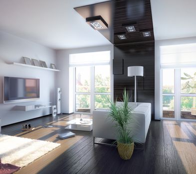 modern living room design (illustration)