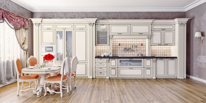 luxury kitchen interior (3D rendering)