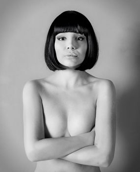 portrait of a beautiful  young woman posing in studio 