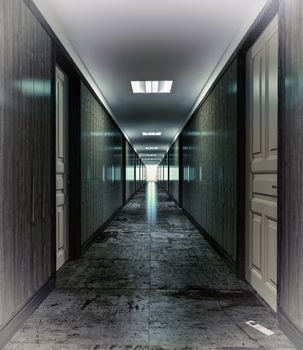 Dark, mystical  corridor  illustration concept