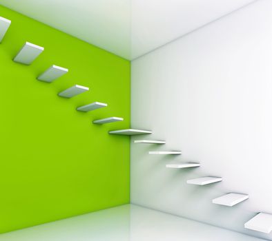 stair concept with green background (illustration)