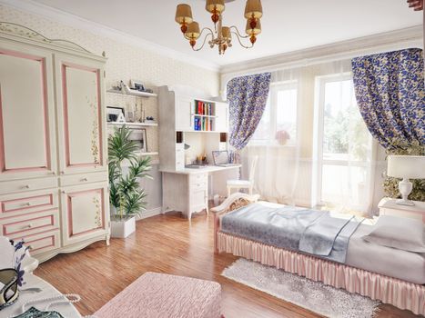 children's luxury room interior 3d image 
