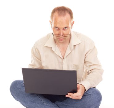 Man working over the internet at home