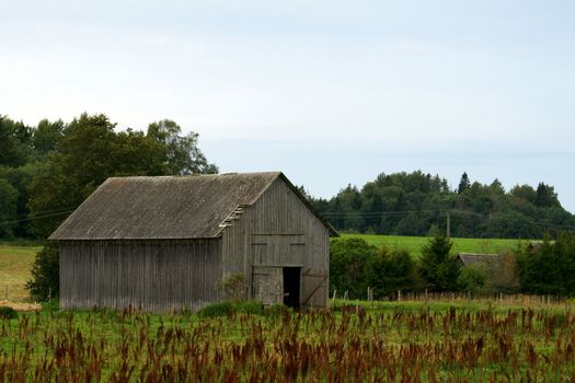 Old wooden shed in a country side