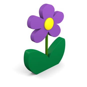 Illustration of purple flower in three dimensional shape isolated on white background