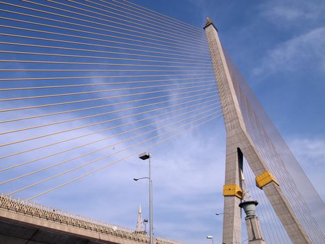 Mega sling Bridge,Rama 8, in bangkok Thailand
The bridge is shown a powerful, strong, giant      