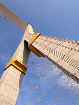 Mega sling Bridge,Rama 8, in bangkok Thailand
The bridge is shown a powerful, strong, giant     