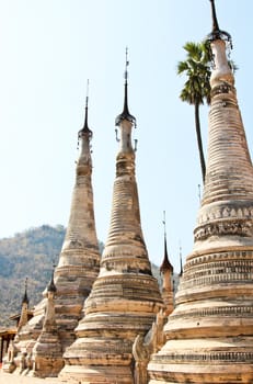 Pagodas in a Temple in Inle lake,Burma