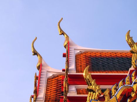 Temple roof in wat pho temple,Bangkok,Thailand      