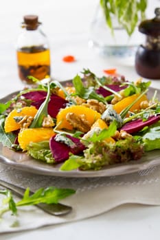 Beetroot,orange with blue cheese and rocket salad