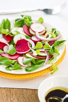 Beetroot,Radish and cucumber salad by Balsamic dressing