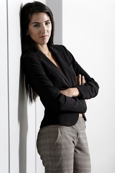 Professional working woman in corporate business suit