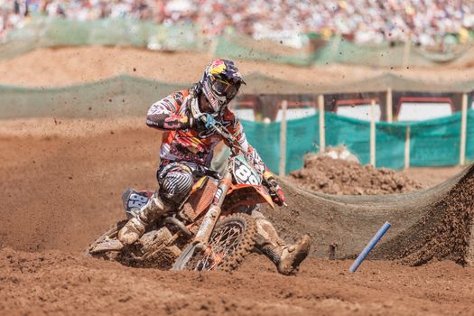 SEMIGORJE, RUSSIA - JULY 22: Grand Prix of Russia of FIM Motocross World Championship MX1 and MX2 Series on July 22, 2012 in Semigorje, Russia