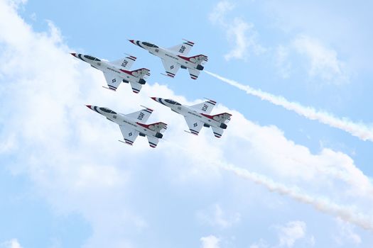 The United States Air Force Air Demonstration Squadron Thunderbirds in Smyrna Tennessee in May 2011.