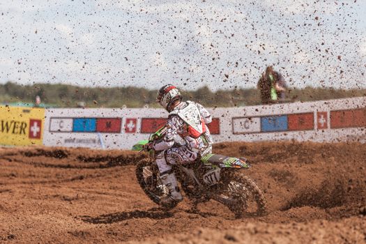 SEMIGORJE, RUSSIA - JULY 22: Grand Prix of Russia of FIM Motocross World Championship MX1 and MX2 Series on July 22, 2012 in Semigorje, Russia